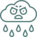 keine Wutanfälle - Icon wütende Wolke mit Regen